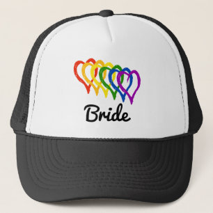 Casquette Mariée de coeur en couche Mariage arc-en-ciel