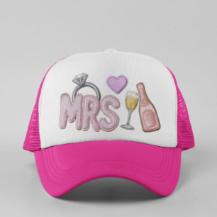 Casquette Mariée MRS Faux Patch Champagne brodé