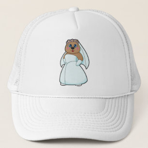 Casquette Mariée ourse avec couronne de fleurs