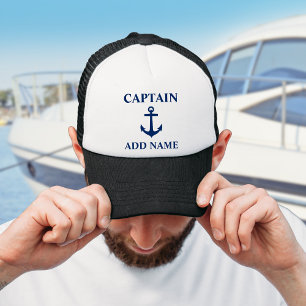 Casquette Marine Ancre bleue Capitaine Ajouter un nom ou un 
