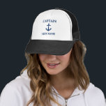 Casquette Marine Blue Ancre Vintage Capitaine ou nom du bate<br><div class="desc">Marine Blue Ancre Vintage Nom du capitaine ou Casquette du nom du bateau.</div>