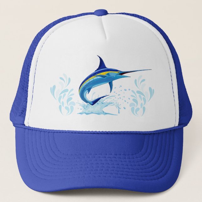 Casquette Marlin Bleu Jaillissant de l'Océan (Devant)