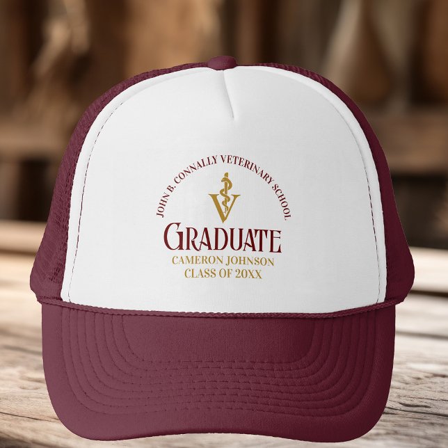 Casquette Maroon Gold Vétérinaire École Diplôme Personnalisé (Créateur téléchargé)