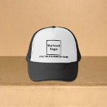 Casquette Marque Black Business sur chapeau de camion<br><div class="desc">Marque d'affaires noire sur chapeau de camionneur personnalisable. Customisez-le en tapant votre nom d'entreprise et en téléchargeant votre logo d'entreprise. Vous pouvez l'inclure dans vos produits promotionnels, cadeaux ou cadeaux offerts à vos clients ou clients, une stratégie de marketing pour annoncer votre entreprise ou promouvoir votre marque. Chapeau de camionneur...</div>