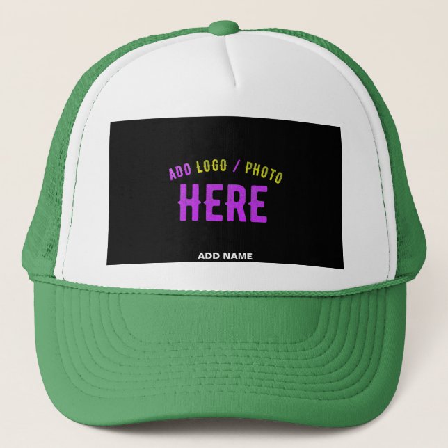 CASQUETTE MARQUE NOIR BLANC VERT MODERNE ET ÉLÉGANT (Devant)