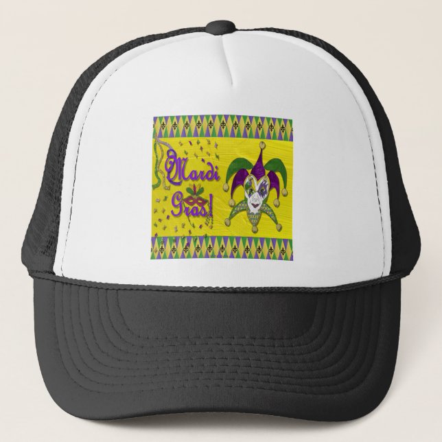 Casquette Masque de bouffon Mardi Gras Harlequin (Devant)
