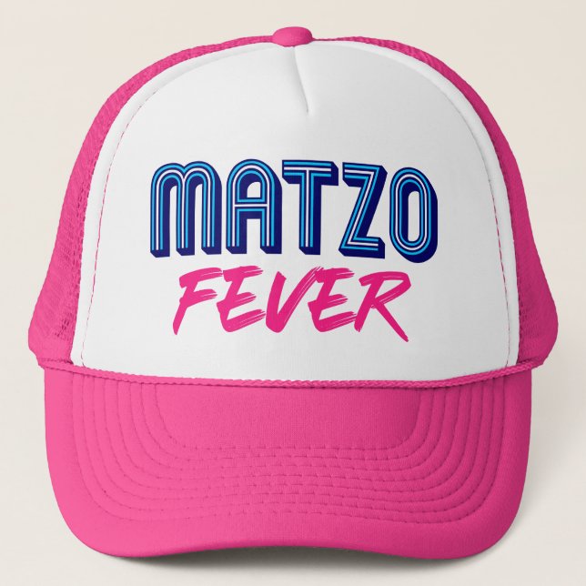 Casquette Matzo Fever bleu rose les années 70 juif rétro Slo (Devant)