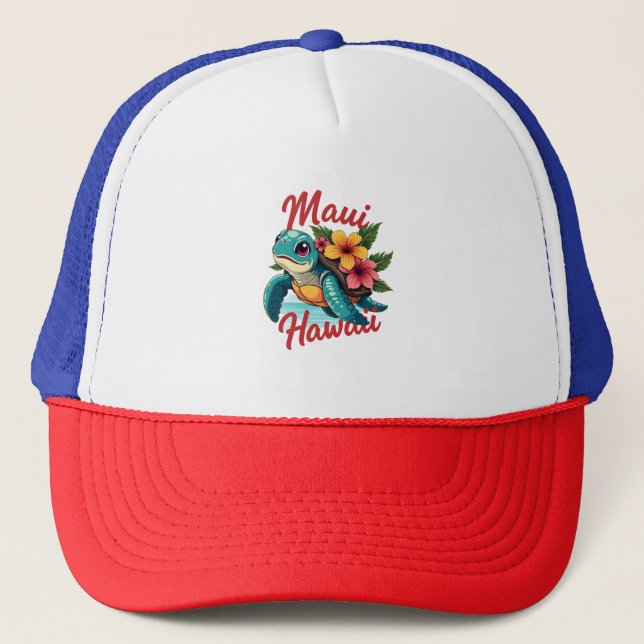Casquette Maui Hawaii T Chemise Fille Femmes Enfants Tortue  (Devant)