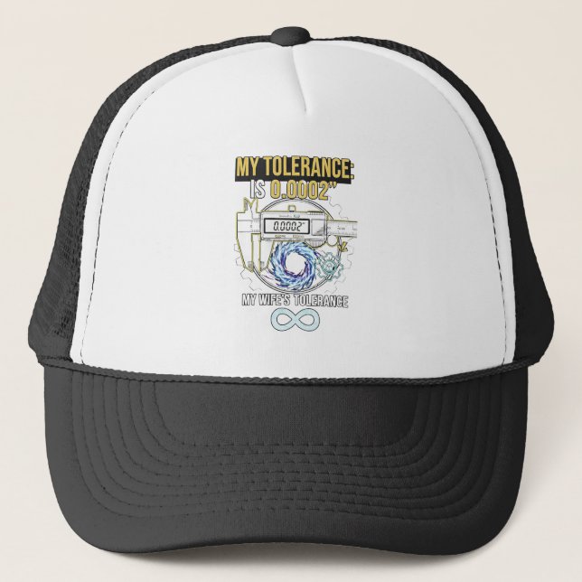 Casquette mécanicien drôle ma tolérance vs la tolérance de m (Devant)