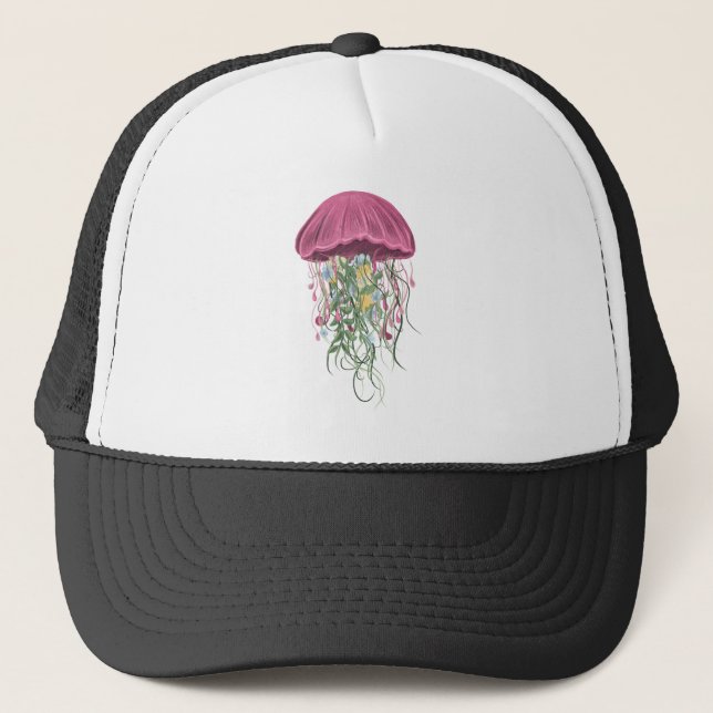 Casquette Méduses et fleurs (Devant)