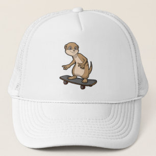 Casquette Meerkat comme Patineur avec Skateboard