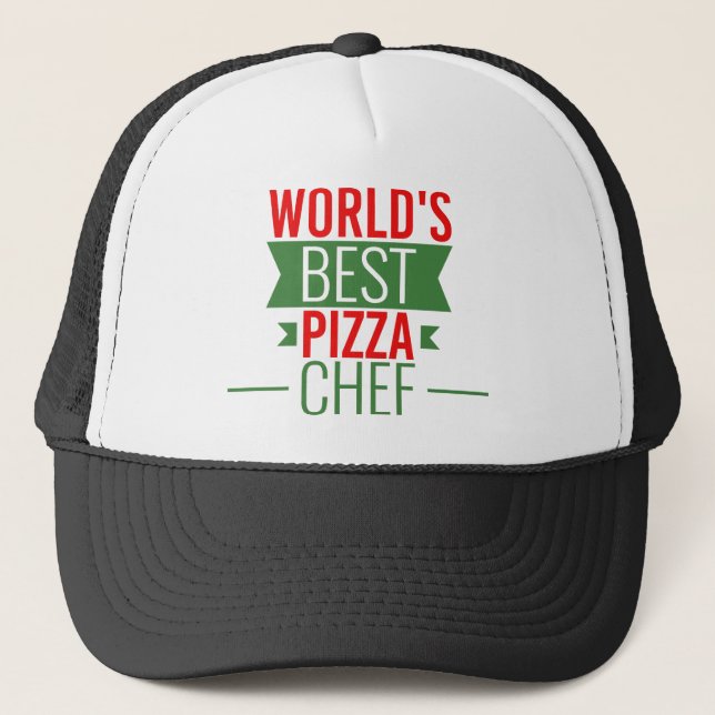 Casquette Meilleur chef de pizza du monde - rouge blanc vert (Devant)
