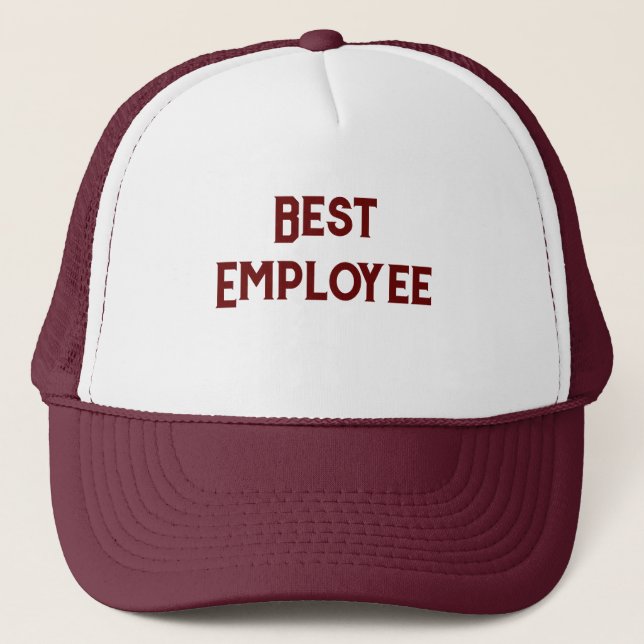 Casquette Meilleur employé Texte Blanc et Marron (Devant)