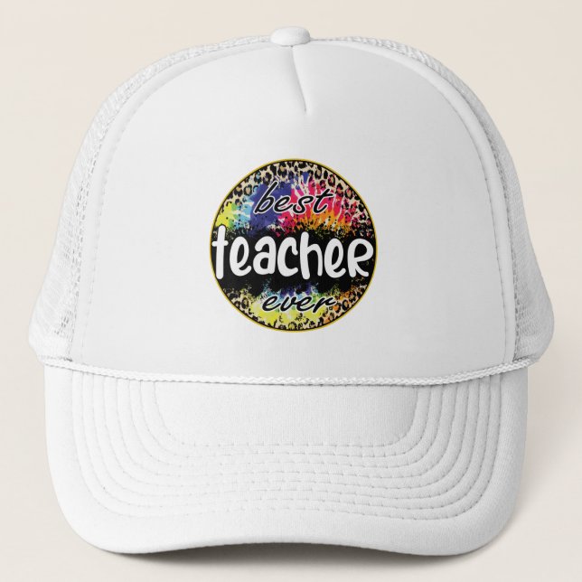 Casquette Meilleur enseignant jamais - Empreinte de léopard  (Devant)