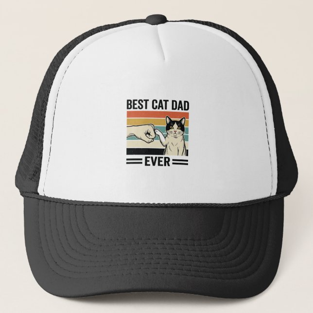 Casquette Meilleur Papa Chat Rétro Chemise Fist Bump Chat_1 (Devant)