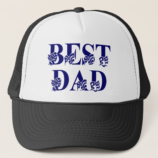 Casquette Meilleur papa, Drapeau bleu Texte (Devant)