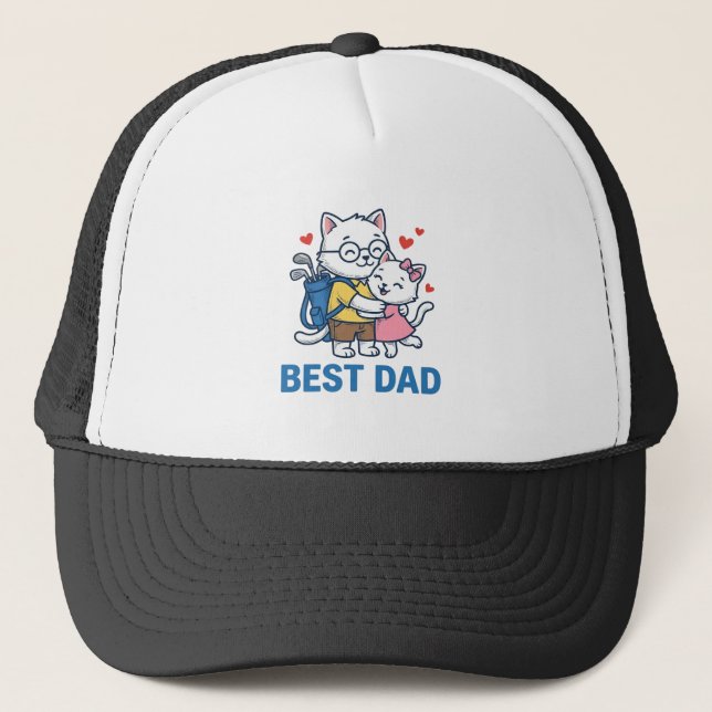 Casquette Meilleur Papa Golf Chat Câlin Mignon Design Vector (Devant)