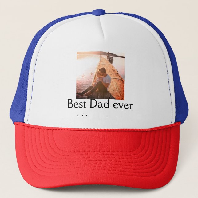 Casquette Meilleur papa jamais ajouter nom image fête des pè (Devant)