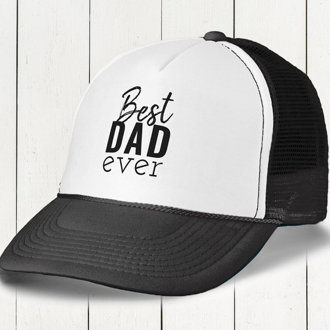 Casquette Meilleur papa jamais noir et blanc typographie (Créateur téléchargé)
