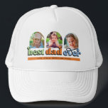 Casquette Meilleur Papa Jamais Rétro Texte 3 Photos<br><div class="desc">Un cadeau parfait pour papa ! Le design comprend trois photos voûtées avec le texte rétro "meilleur papa jamais". Personnalisez avec le nom des enfants.</div>
