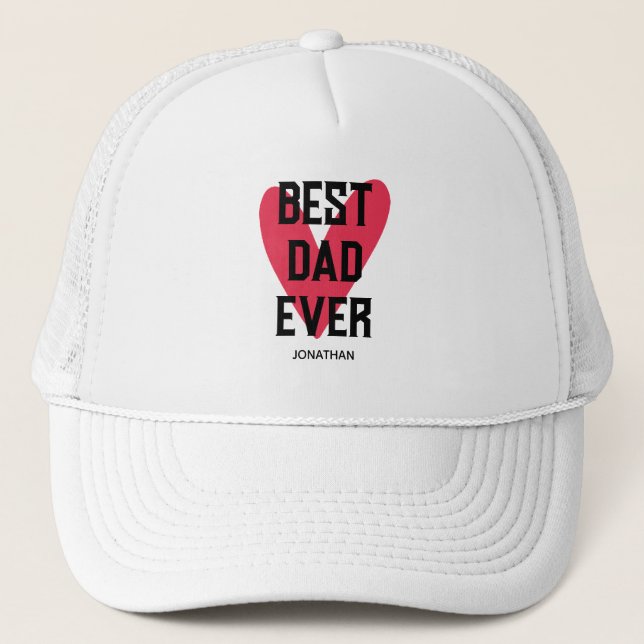 Casquette Meilleure Fête des pères de coeur rose pour papa (Devant)
