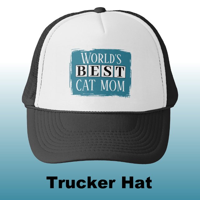 Casquette Meilleure maman de chat noir bleu (Créateur téléchargé)