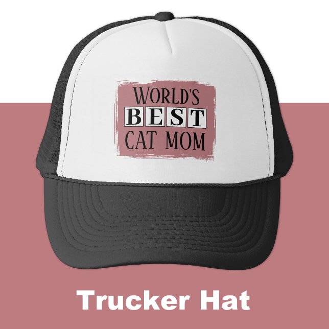 Casquette Meilleure maman de chat noir rose poussiéreux (Créateur téléchargé)