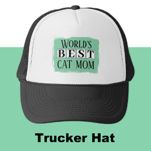 Casquette Meilleure maman de chat noir vert