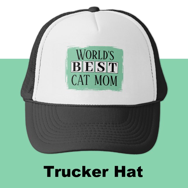 Casquette Meilleure maman de chat noir vert (Créateur téléchargé)