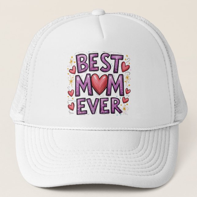 Casquette Meilleure maman jamais avec les coeurs et les étin (Devant)