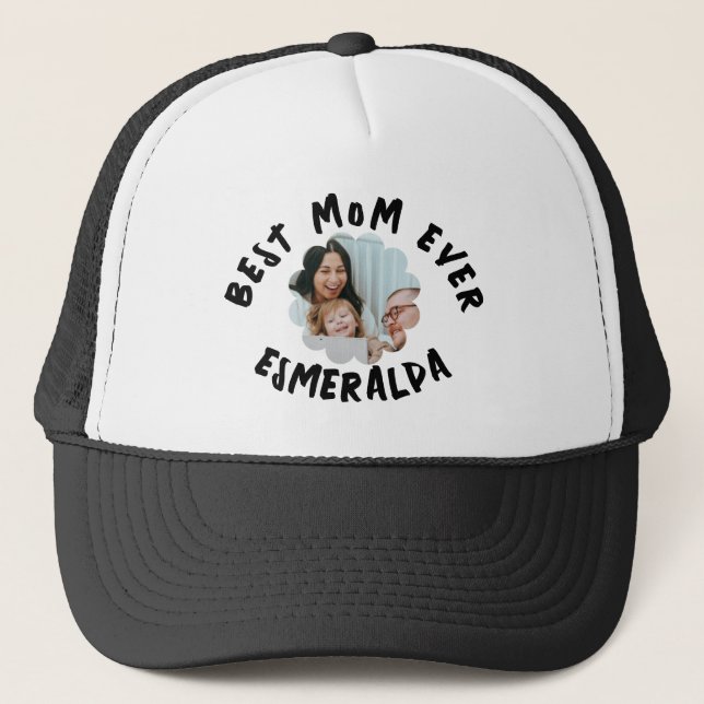 Casquette Meilleure maman photo monogramme typographie flora (Devant)