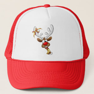 Casquette Mème de Noël drôle de renne qui regarde par-dessus