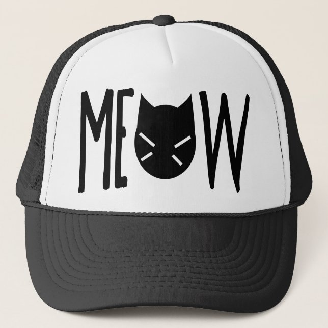 Casquette Meow - citation avec la tête d'un chat (Devant)