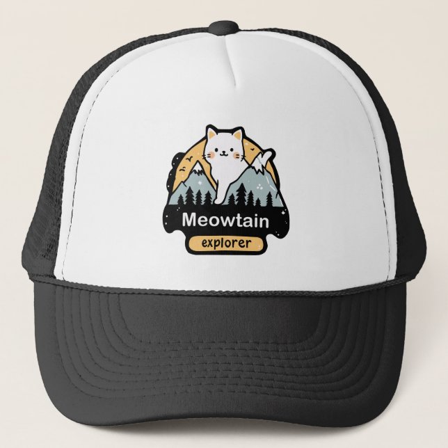 Casquette Meowtain Explorer – Conception d'Aventure de Chat  (Devant)