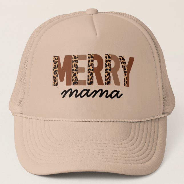 Casquette "Merry Mama" Bloc de couleur moderne Leopard Boho (Devant)