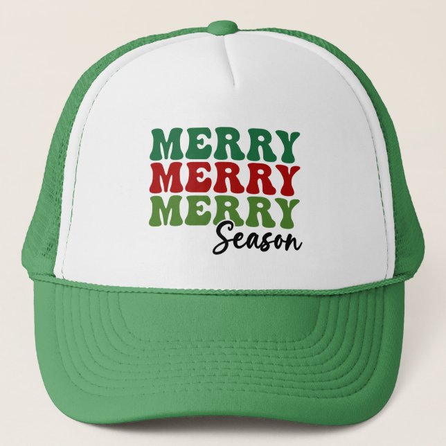 Casquette Merry Merry Merry Saison - Retro Holiday Art (Devant)
