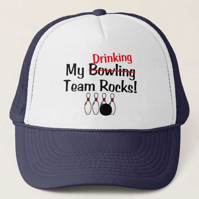 Casquette Mes roches d'équipe de bowling (boire) (Devant)