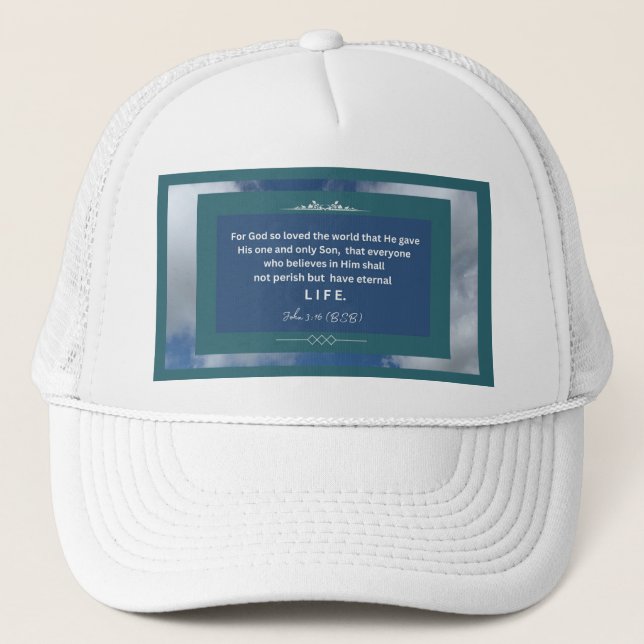 Casquette Message d'amour - John 3-16 - Chapeau de camion bl (Devant)