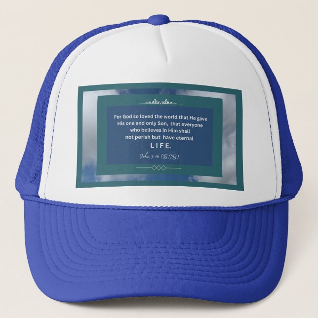 Casquette Message d'amour - John 3-16 - Chapeau de camion bl (Devant)