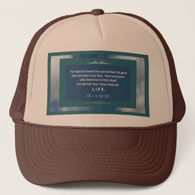 Casquette Message d'amour - John 3-16 - Tan et Brown (Devant)
