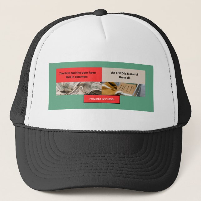 Casquette Message Proverbes - Proverbes 22-3 - Noir et Blanc (Devant)