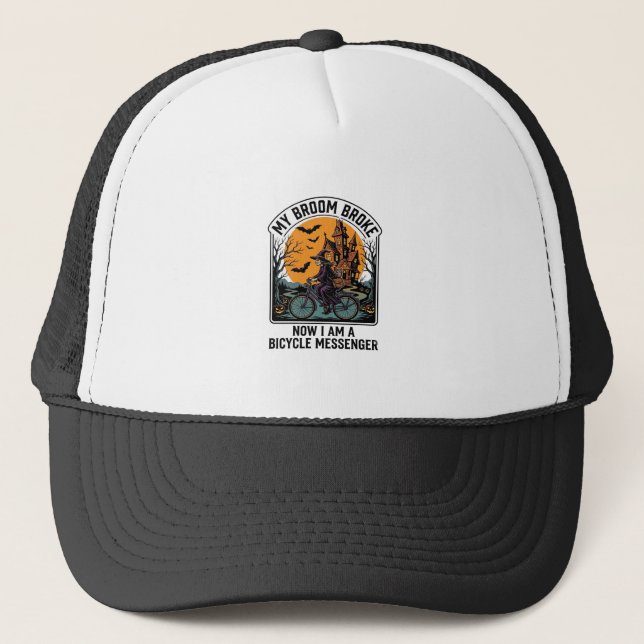 Casquette Messager à Vélo Halloween Sorcière Drôle Balai Cas (Devant)