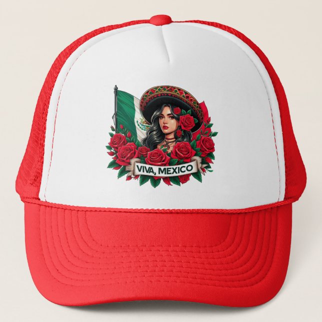 Casquette Mexicaine Fille Viva mexico Illustration du drapea (Devant)