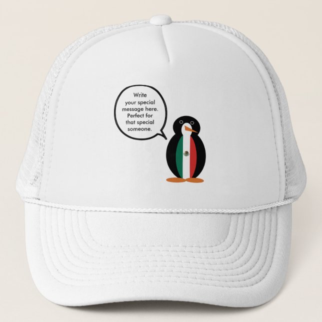 Casquette Mexican Flag Talking Ms. Penguin Trucker Hat (Devant)