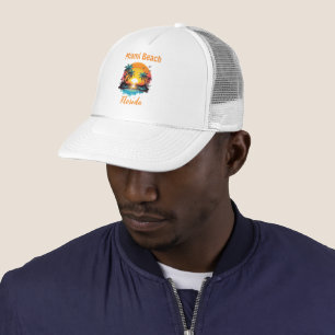 Casquette Miami Beach Floride Coucher de Soleil Vintage Cami
