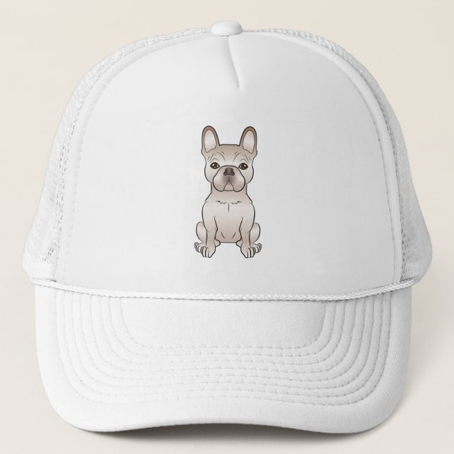 Casquette Mignon Bouledogue Français couleur crème assis (Devant)