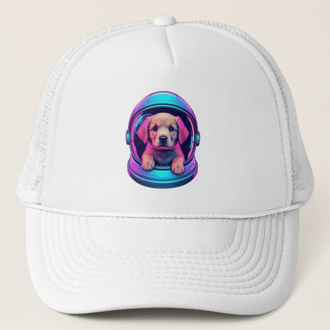 Casquette Mignon chiot Golden Retriever astronaute (Devant)