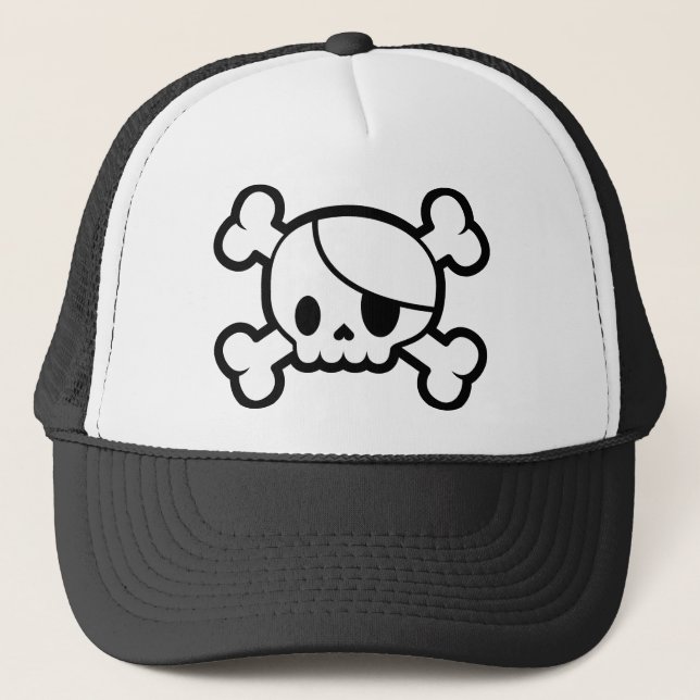 Casquette mignon de crâne et de camionneur d'os (Devant)