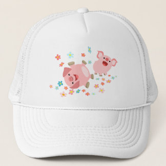 Casquette mignon de deux porcs de bande dessinée