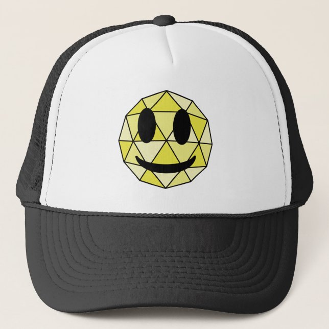 Casquette Mignonne Emoticon géométrique Emoji Jaune Joyeux V (Devant)